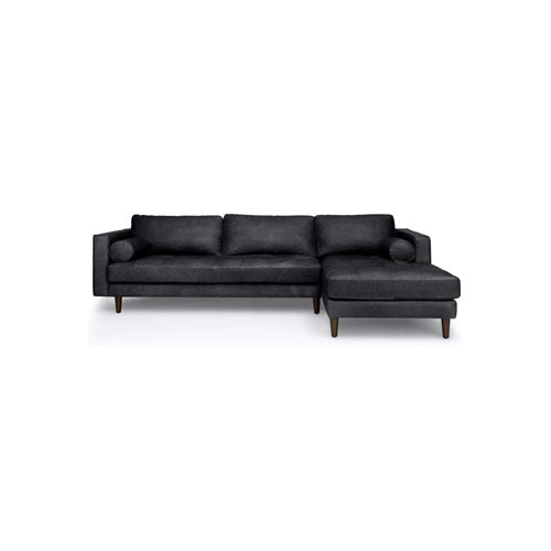 KUSH L-SHAPE BLACK FAUX LEATHER SOFA