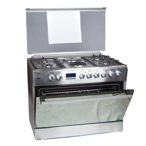 BLUEFLAME 4 GAS COOKERS + 2 ELECTRIC PLATES 90X60CM BLACK